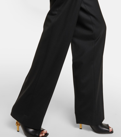 Shop Victoria Beckham Asymmetric Wool-blend Straight Pants In Black