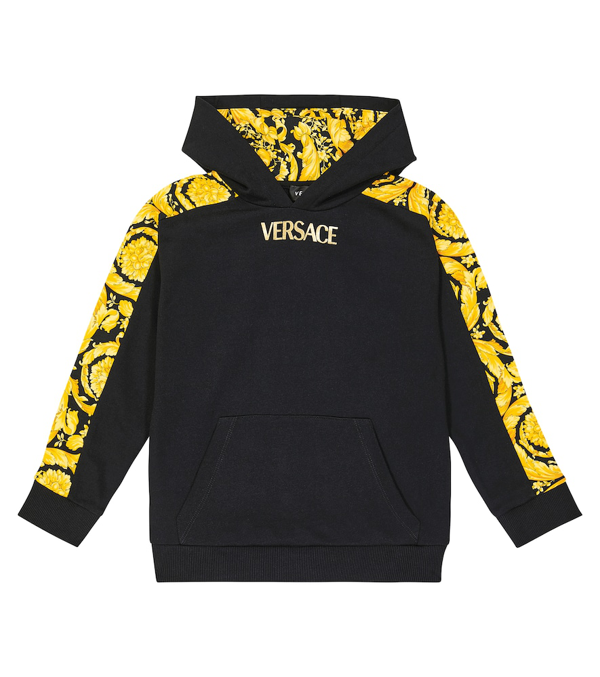 Versace logo-print rib-trimmed hoodie - Black