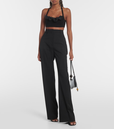 Shop Jacquemus Le Bandeau Frivolli Ruffled Bra Top In Black