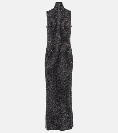 Shop Missoni Sequined Turtleneck Maxi Dress In Black