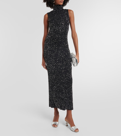 Shop Missoni Sequined Turtleneck Maxi Dress In Black