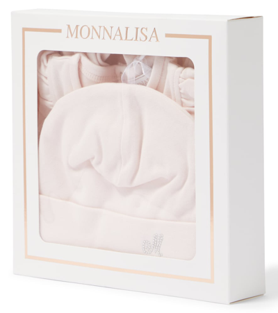 Monnalisa Baby Bow-detail Chenille Playsuit In Pink
