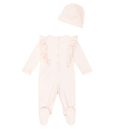 Monnalisa Baby Bow-detail Chenille Playsuit In Pink