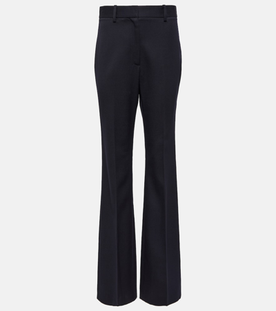 Shop Nili Lotan Evan Virgin Wool Slim Pants In Blue