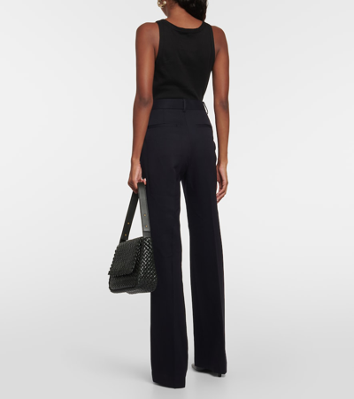 Shop Nili Lotan Evan Virgin Wool Slim Pants In Blue