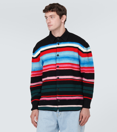 Shop Missoni Striped Wool-blend Cardigan In Multicoloured