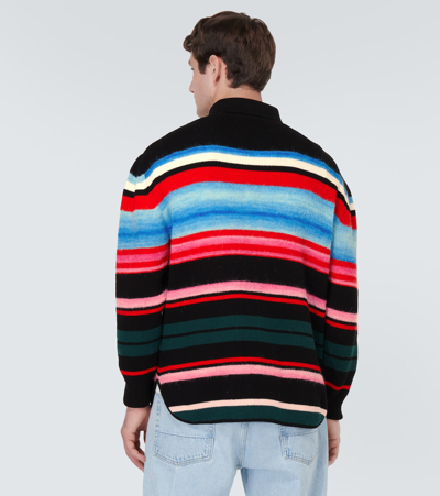 Shop Missoni Striped Wool-blend Cardigan In Multicoloured