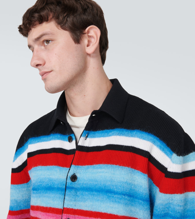 Shop Missoni Striped Wool-blend Cardigan In Multicoloured