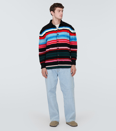 Shop Missoni Striped Wool-blend Cardigan In Multicoloured