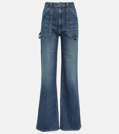 Shop Nili Lotan Quentin Wide-leg Jeans In Blue