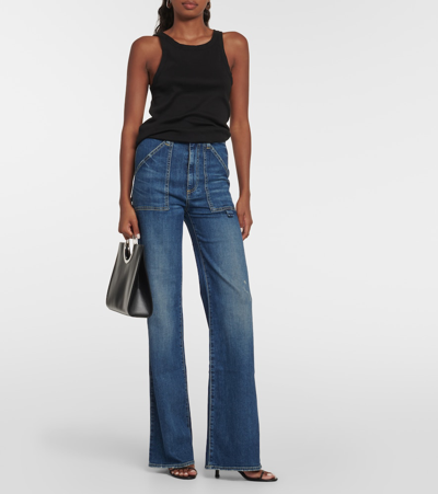 Shop Nili Lotan Quentin Wide-leg Jeans In Blue