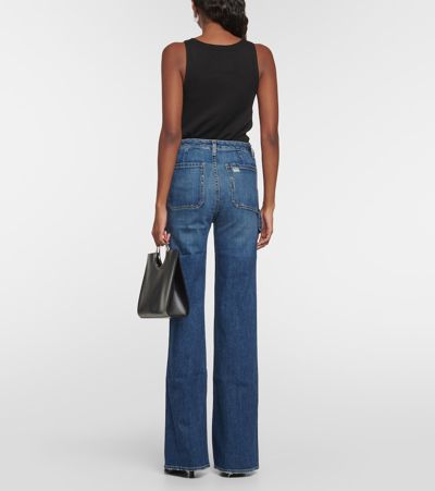 Shop Nili Lotan Quentin Wide-leg Jeans In Blue