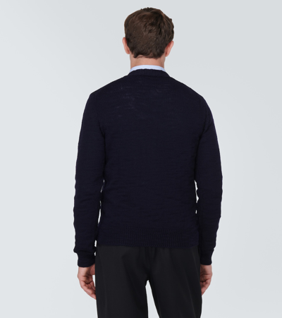 Comme Des Garçons Homme Deux Wool Cardigan In Blue