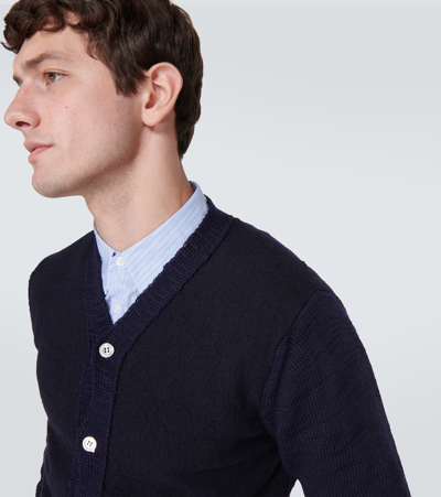 Comme Des Garçons Homme Deux Wool Cardigan In Blue
