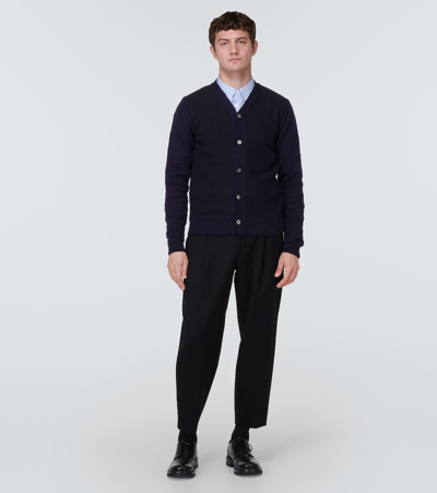 Comme Des Garçons Homme Deux Wool Cardigan In Blue