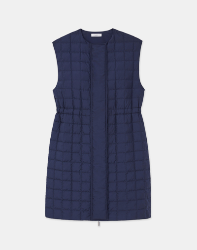 Shop Lafayette 148 Recycled Poly Quilted Reversible Vest In Blue