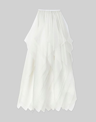 Shop Lafayette 148 Silk Organza Layered Maxi Skirt In White