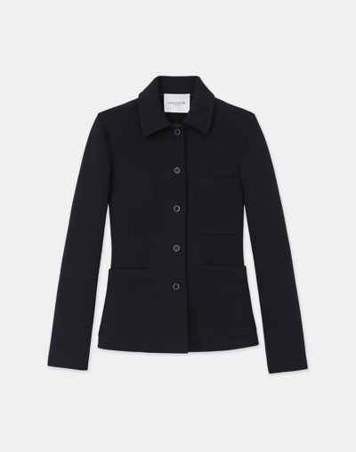 Shop Lafayette 148 Structured Wool Jersey Jacket In Black