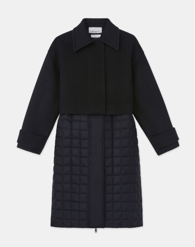 Shop Lafayette 148 Recycled Poly Quilted Convertible Oversized Coat In Black