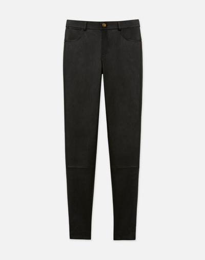 Shop Lafayette 148 Silky Stretch Nappa Leather Mercer Pant In Black