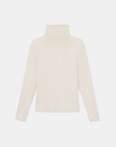 Lafayette 148 Plus-size Nouveau Jersey Turtleneck In Palomino Melange