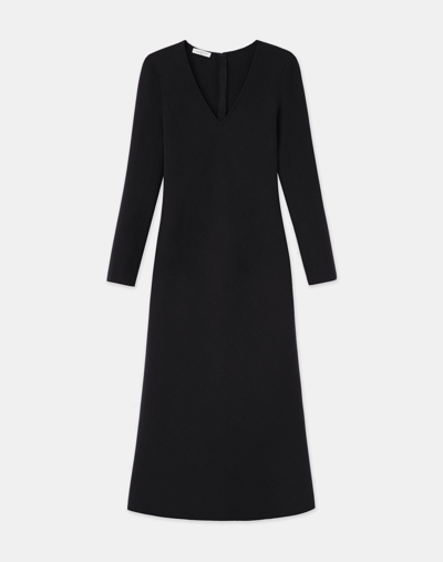 Shop Lafayette 148 Petite Responsible Wool Nouveau Crepe Dress In Black