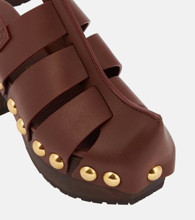 Shop Etro Leather Clogs In Brown