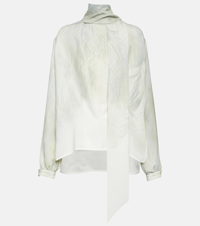 Shop Victoria Beckham Scarf Satin Blouse In White