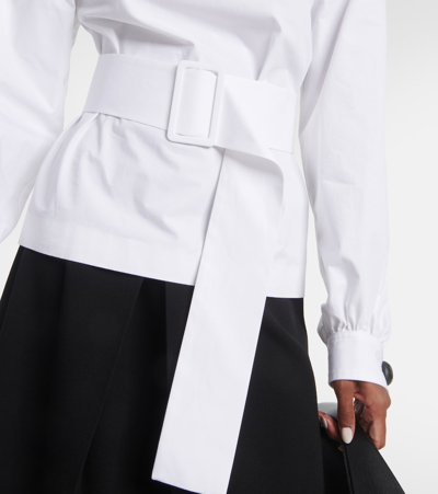 Tod's Belted Cotton Poplin Shirt In White
