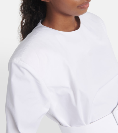 Shop Tod's Belted Cotton Poplin Shirt In White