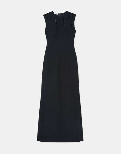 Shop Lafayette 148 Wool-silk Crepe Cutout Gown In Black