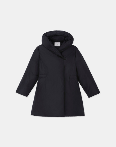 Shop Lafayette 148 Micro Twill Quilted Down Oversized Coat In Black