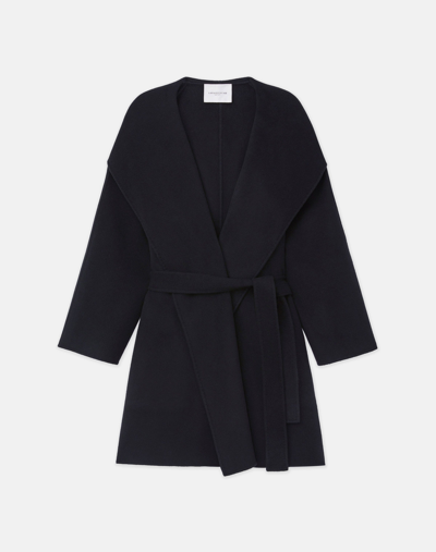 Shop Lafayette 148 Cashmere Double Face Belted Coat In Black