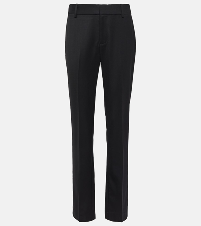 Shop Nili Lotan Evan Wool Straight Pants In Black