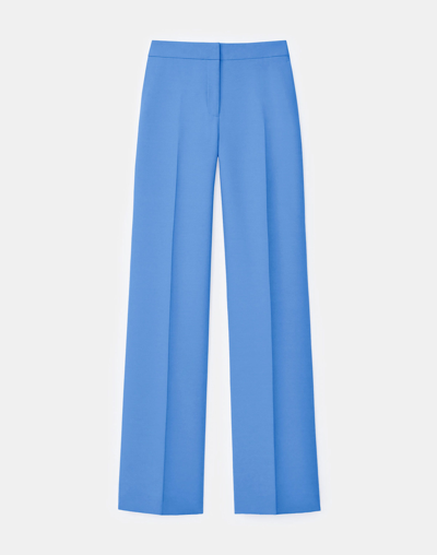 Shop Lafayette 148 Wool-silk Crepe Gates Pant In Blue Iris