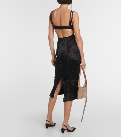 Shop Acne Studios Cutout Crinkle Satin Midi Dress In Black