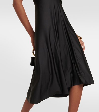 Shop Victoria Beckham Draped Satin Midi Dress In Black