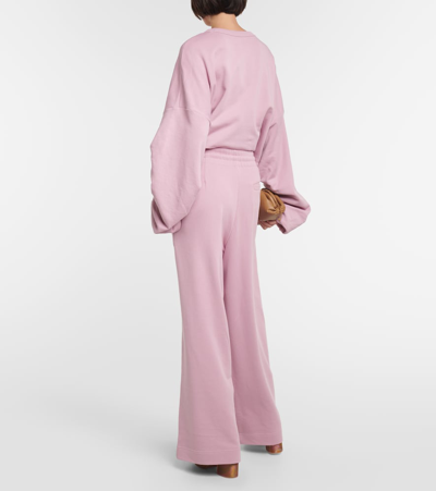 Shop Dries Van Noten Pleated Cotton Wide-leg Pants In Pink