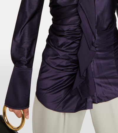 Victoria Beckham Ruffle Detail Collared Shirt In Purple