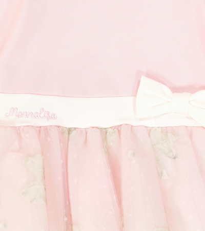 Shop Monnalisa Baby Bow-detail Cotton-blend Dress In Pink