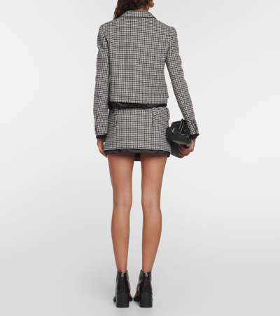 Miu Miu Houndstooth Wool Miniskirt In Multicoloured
