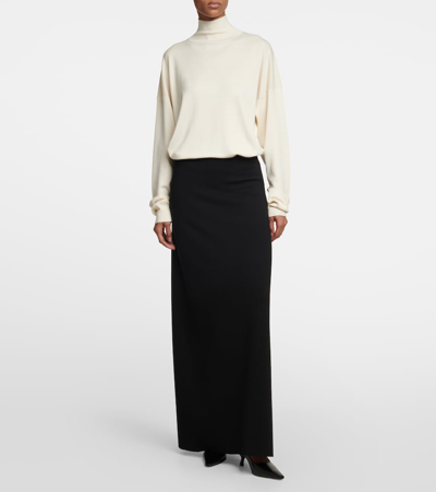 Shop The Row Daffodil Wool-blend Crêpe Maxi Skirt In Black