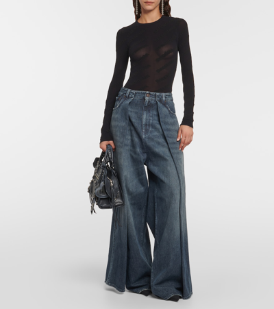 Shop Balenciaga High-rise Wide-leg Jeans In Blue