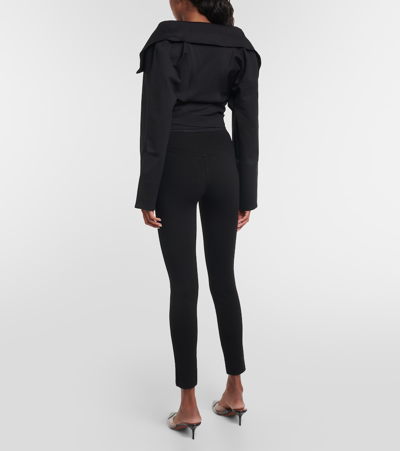 Alaïa Cropped Wraparound Cotton Hoodie In Black