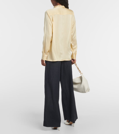 Shop Loro Piana Tie-neck Silk Blouse In Beige