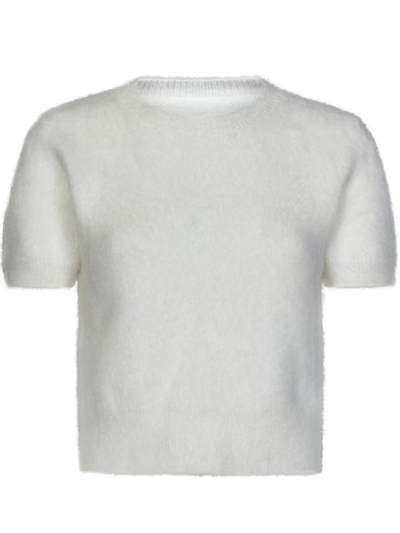 Shop Maison Margiela Ribbed White T-shirt In Wool Blend
