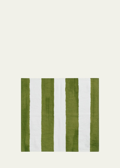 Summerill & Bishop Avocado Green Stripe Napkins, 20" Square In Avocado Green