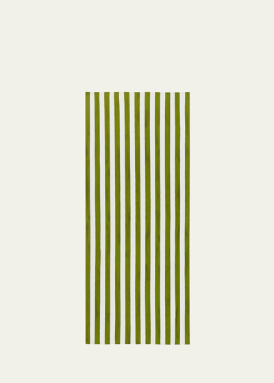 Summerill & Bishop Avocado Green Stripe Tablecloth, 65" X 98" In Avocado Green