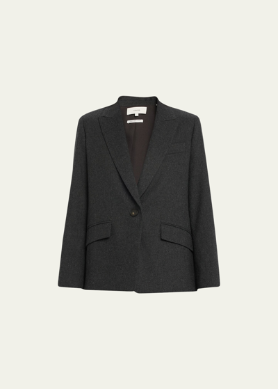 Shop Vince Wool-blend Single-breasted Blazer In H Charcoal