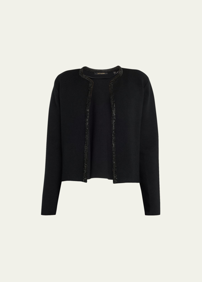 Shop Kobi Halperin Delta Rhinestone-trim Open-front Sweater In Black